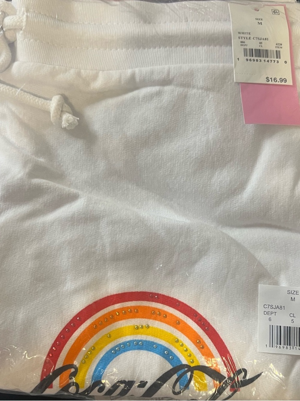 Coca Cola White Women's Drawstring Shorts with Rainbow Logo - Picture 4 of 7